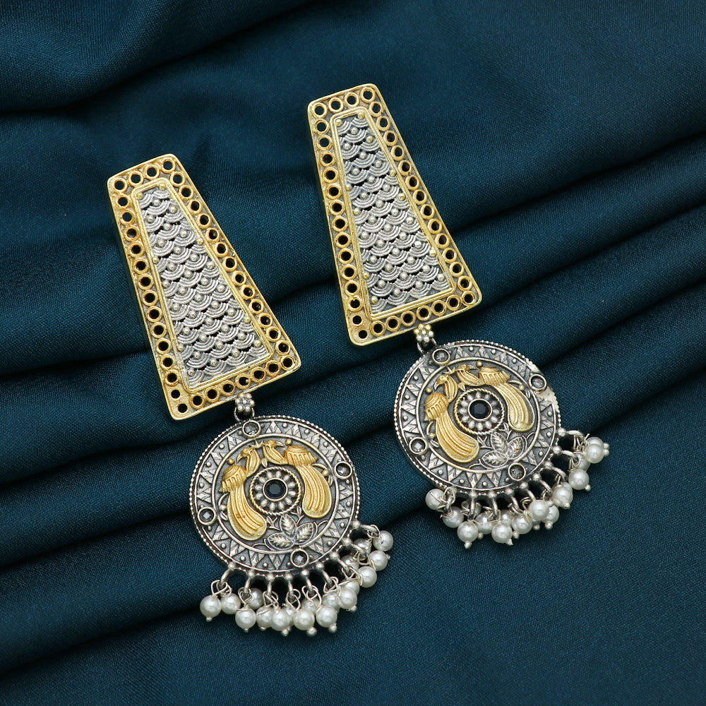Silver Peacock Motif Earring